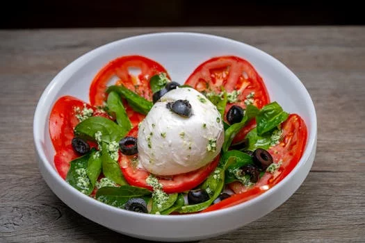 caprese salad with fresh mozzarella basil