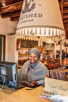 restaurant manager greeting customers warmly